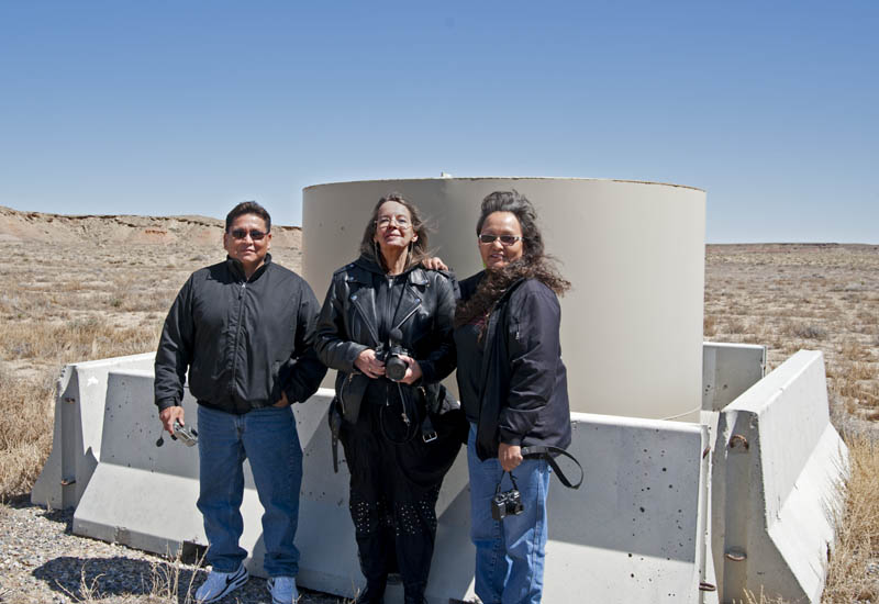Eloise Brown (leading person from 'Dooda' Desert Rock' org.) with two friends (at the test drill site)
