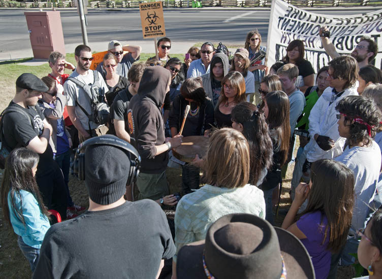 Protest against the desacrecation of the San Francisco Peaks - Flagstaff, April 16, 2011
